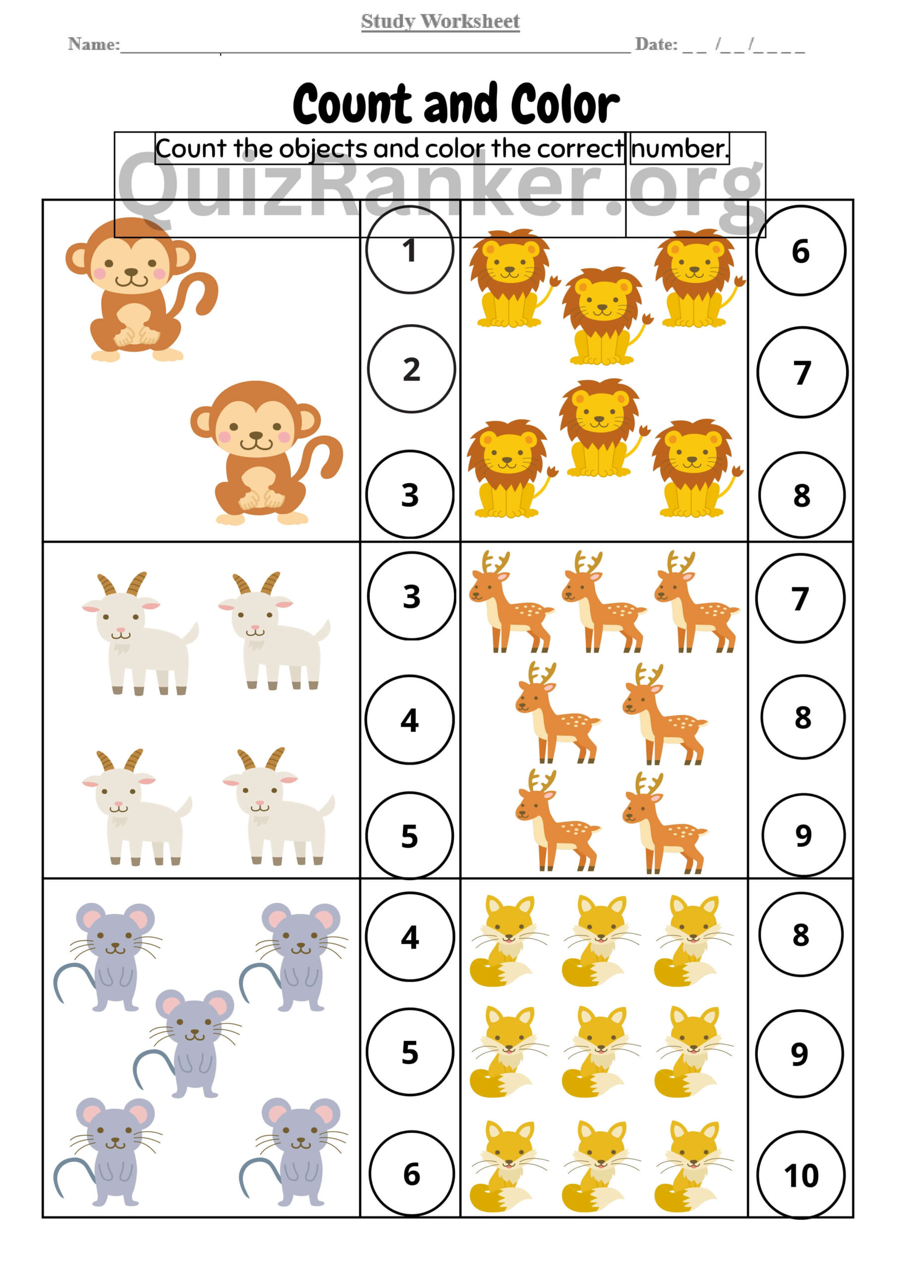 Colorful worksheet